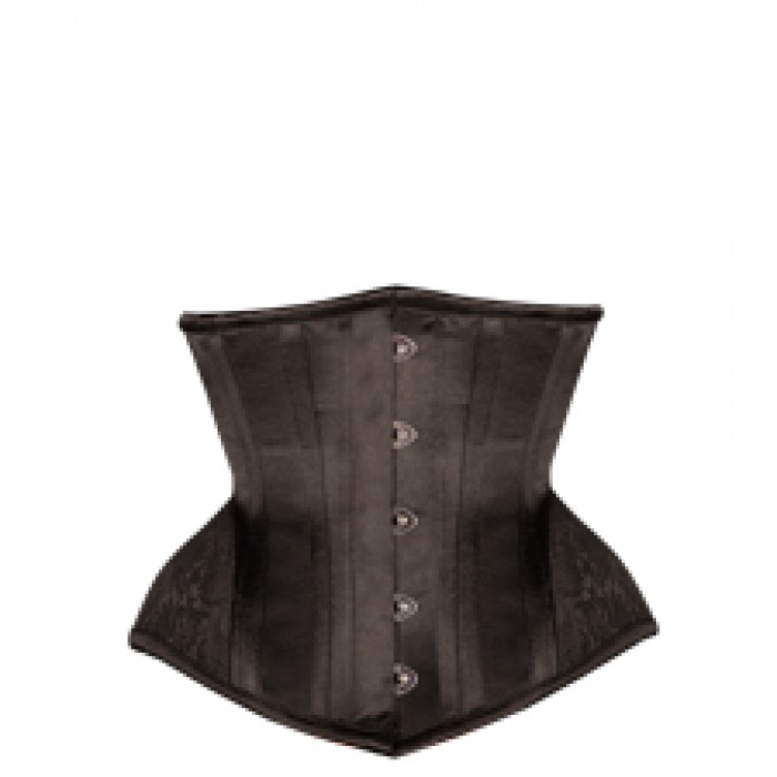 F66360 Black Underbust with Contrast Brocade Hip Panel and Curved Hem